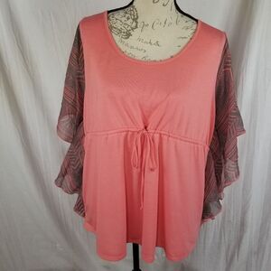 Motherhood Maternity Salmon & Gray Blouse‎ Size XL
